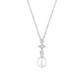 Lantisor argint cu pandantiv perla naturala alba si cristale DiAmanti SK25230N_W-G